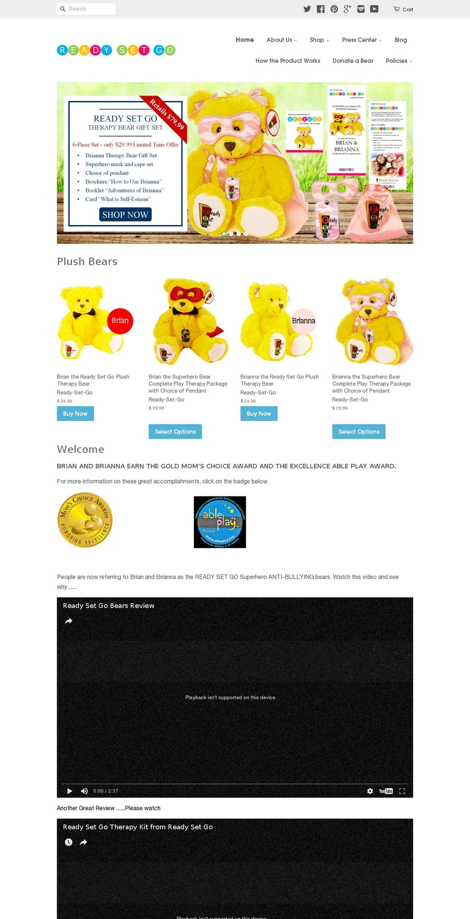 readysetgonow.com shopify website screenshot
