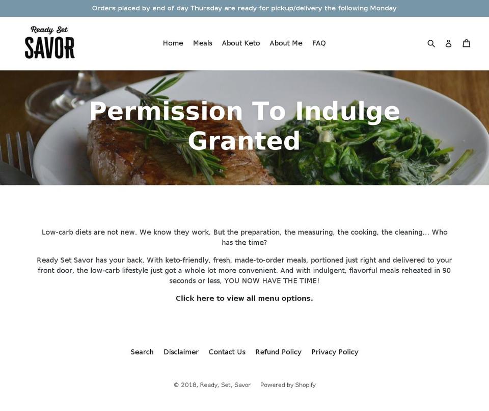 readysetsavor.com — Shopify storefront screenshot