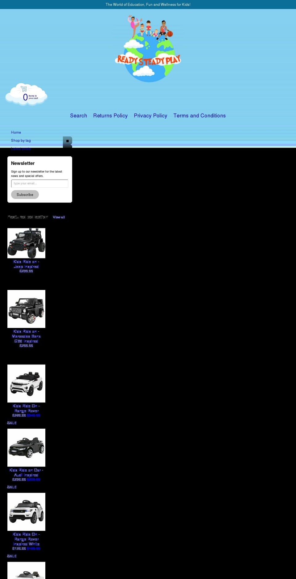 readysteadyplay.com.au shopify website screenshot