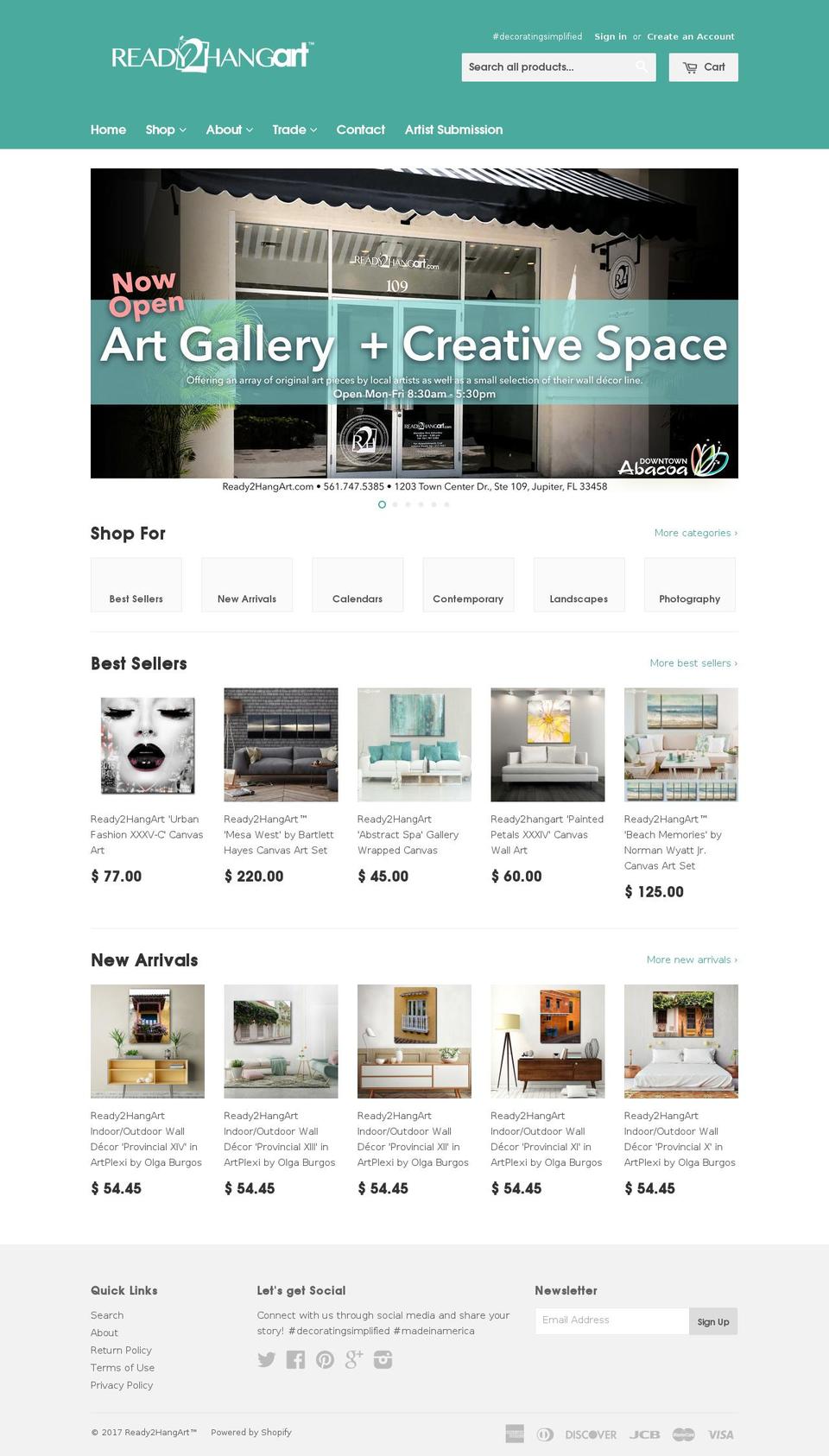 readytohangart.com shopify website screenshot