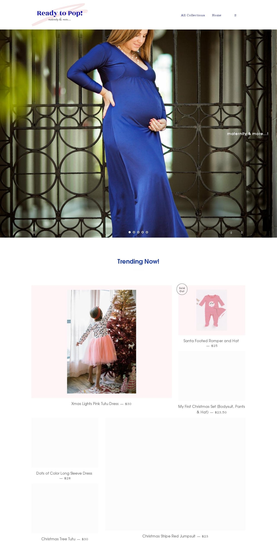 readytopop-maternity.com shopify website screenshot