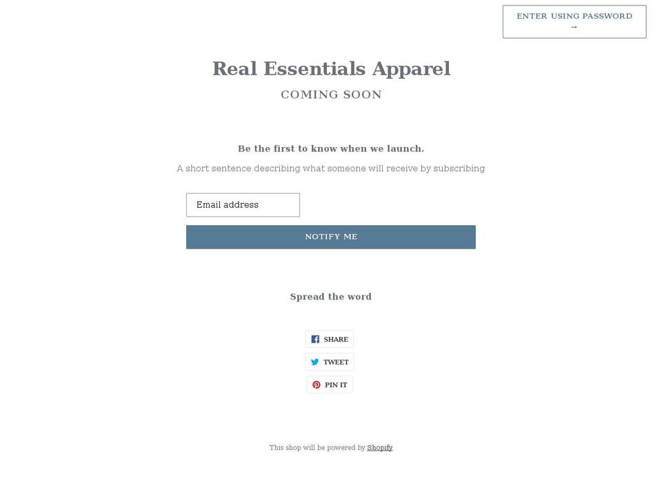 real-essentials-apparel.myshopify.com shopify website screenshot