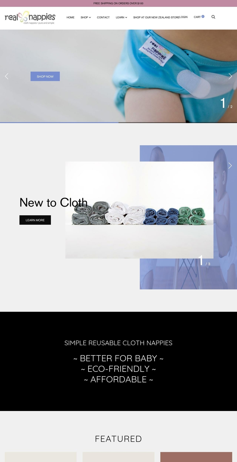 real-nappies.com.au shopify website screenshot