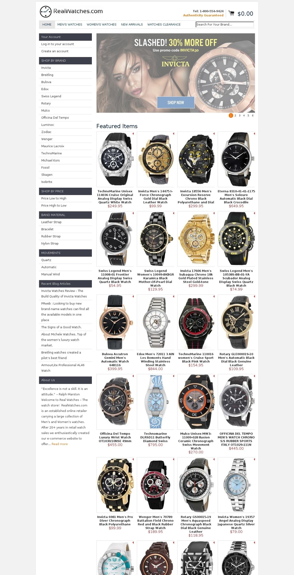 real-watches.myshopify.com shopify website screenshot