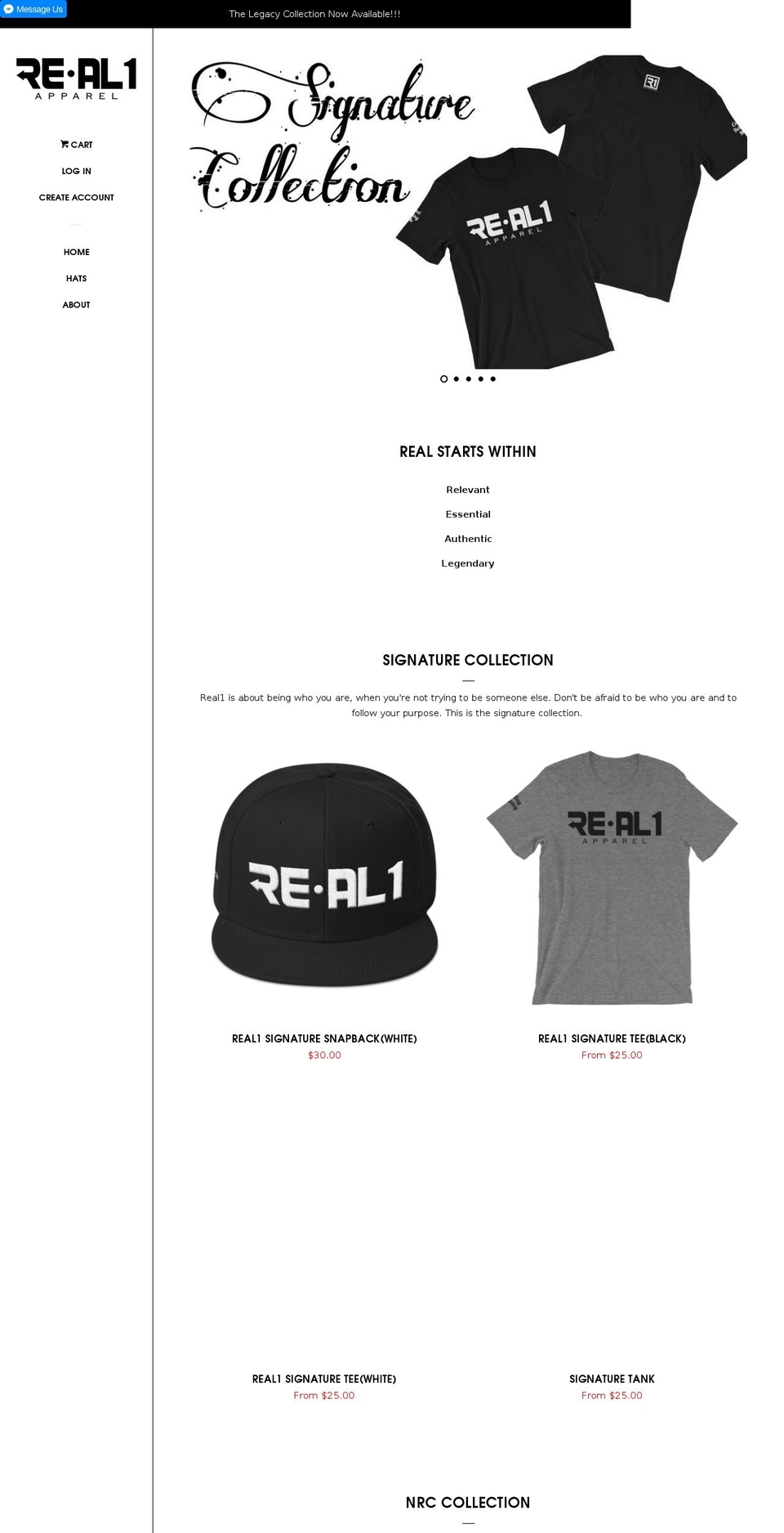 real1apparel.com shopify website screenshot