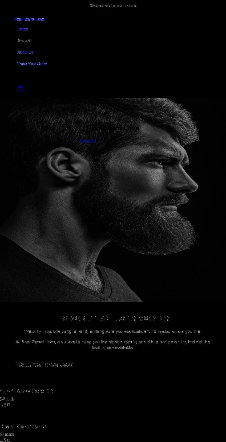 realbeardlove.com shopify website screenshot
