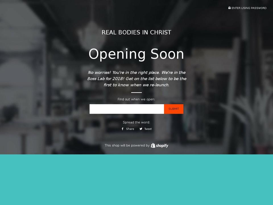 realbodiesinchrist.com — Shopify storefront screenshot