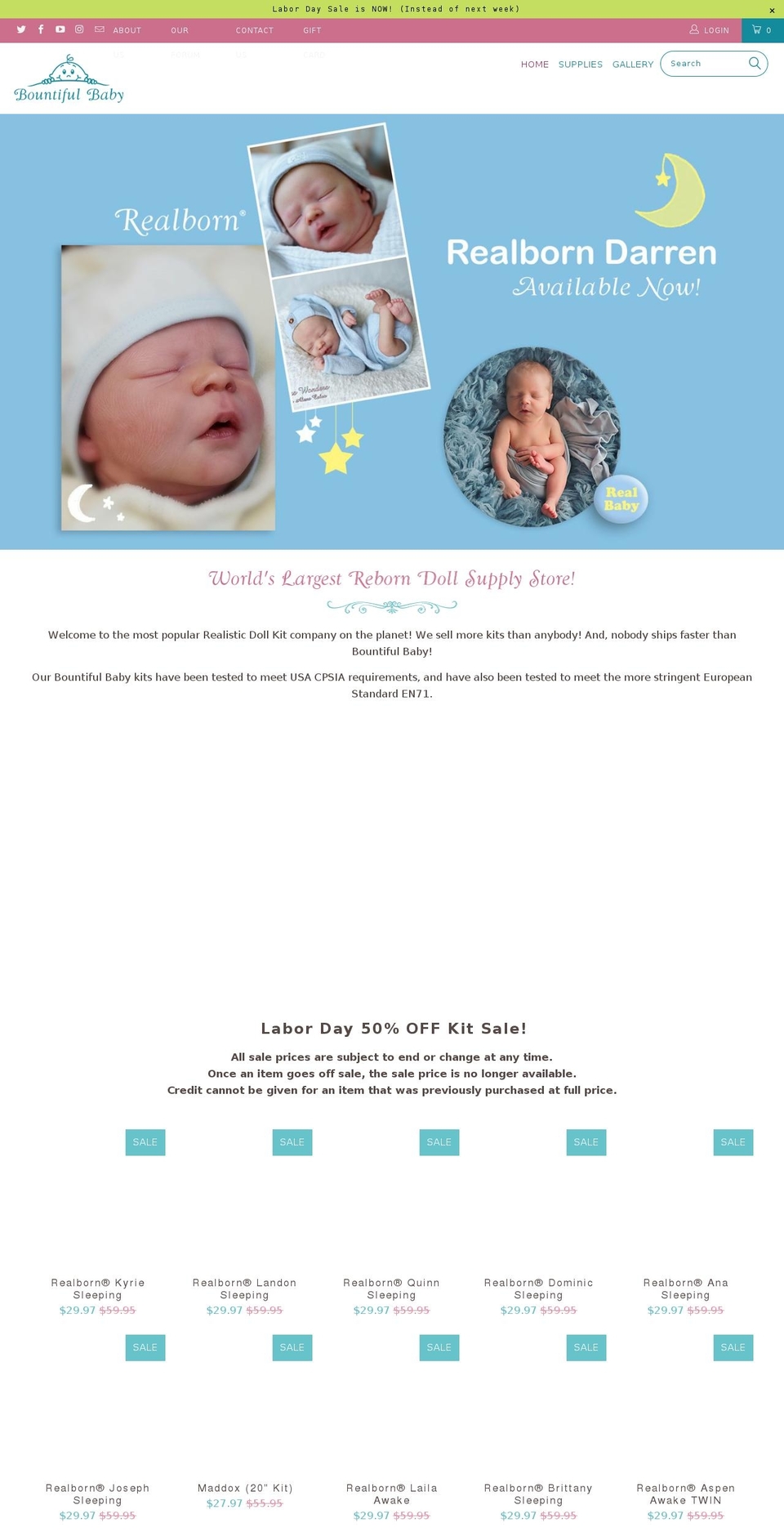 realbornbaby.us shopify website screenshot