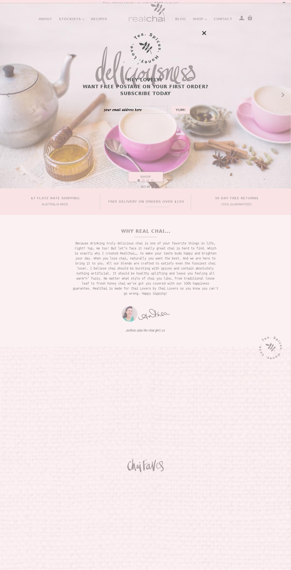 realchai.com.au shopify website screenshot