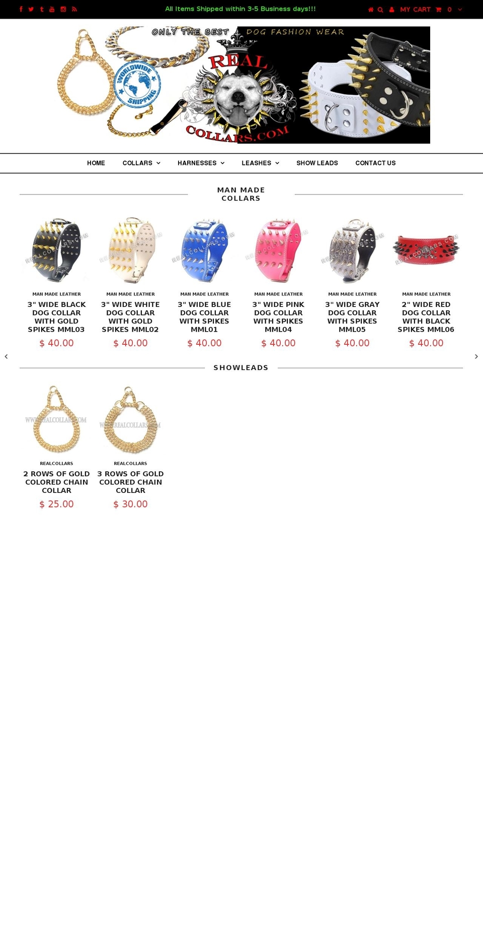 realcollars.com — Shopify storefront screenshot