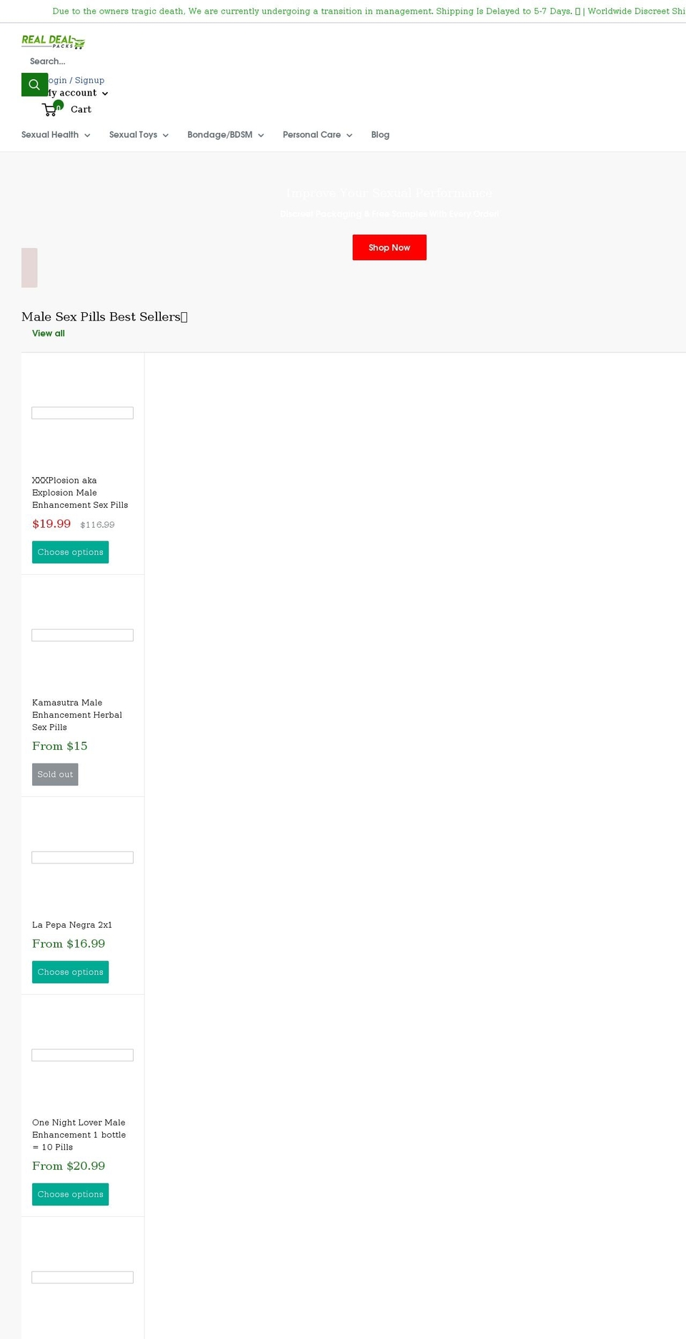 realdealpacks.com shopify website screenshot