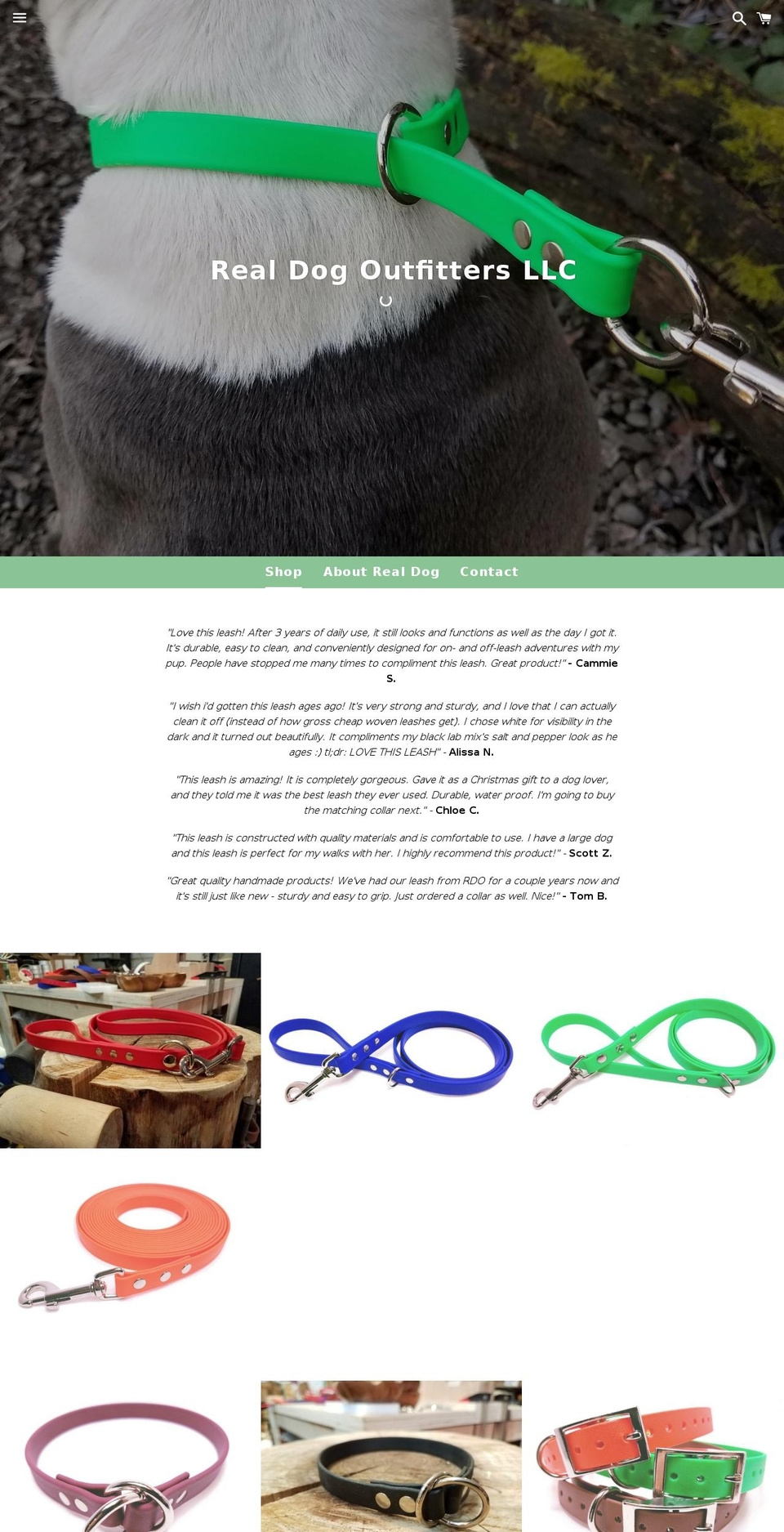 realdogoutfitters.com shopify website screenshot