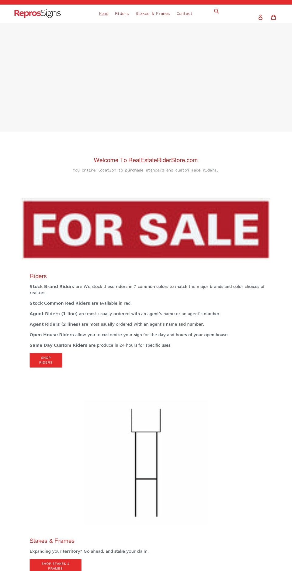 realestateriderstore.com shopify website screenshot