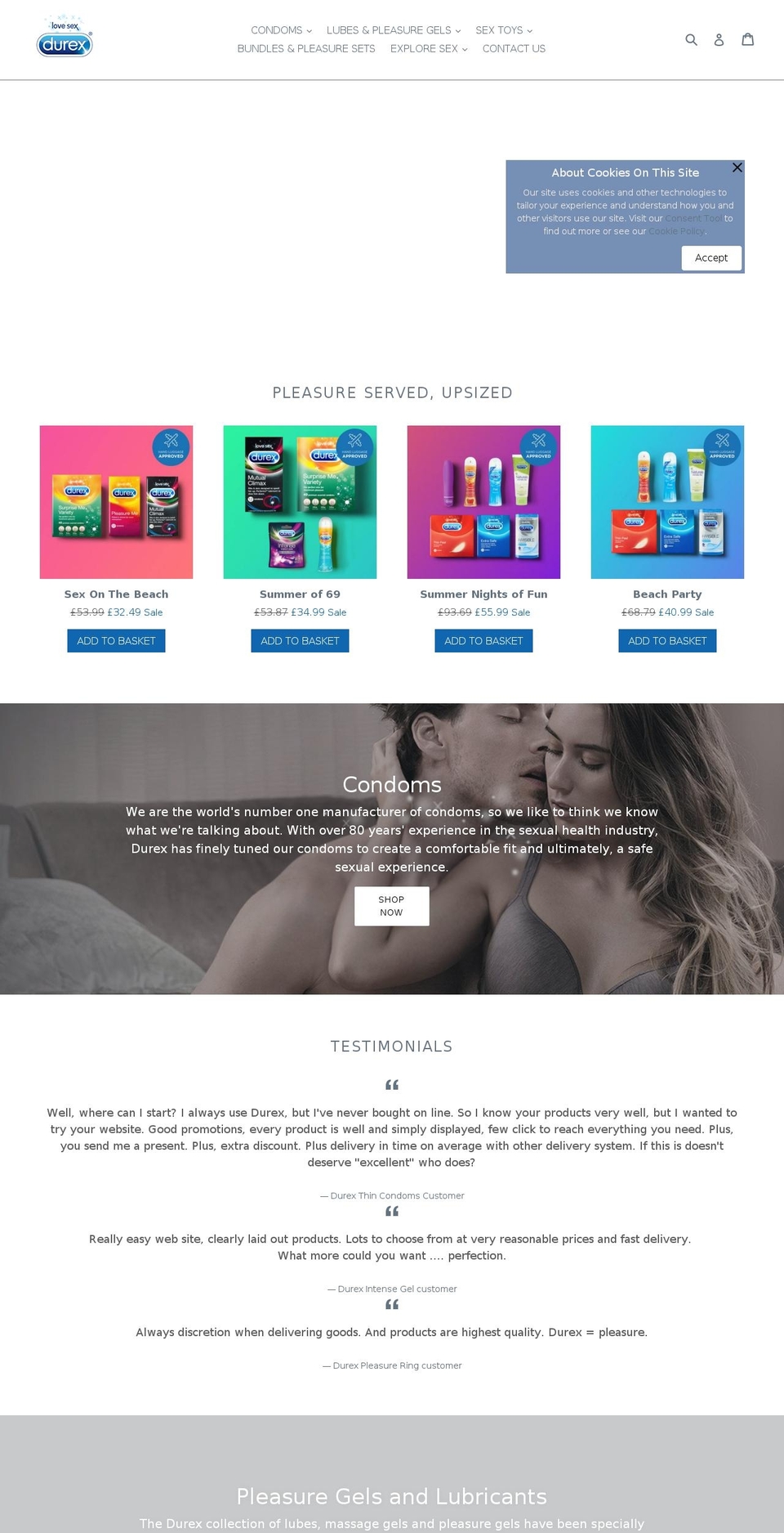 realfeeldurex.co.uk shopify website screenshot