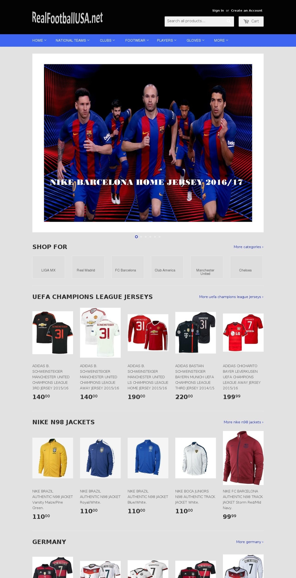 realfootballusa.net shopify website screenshot