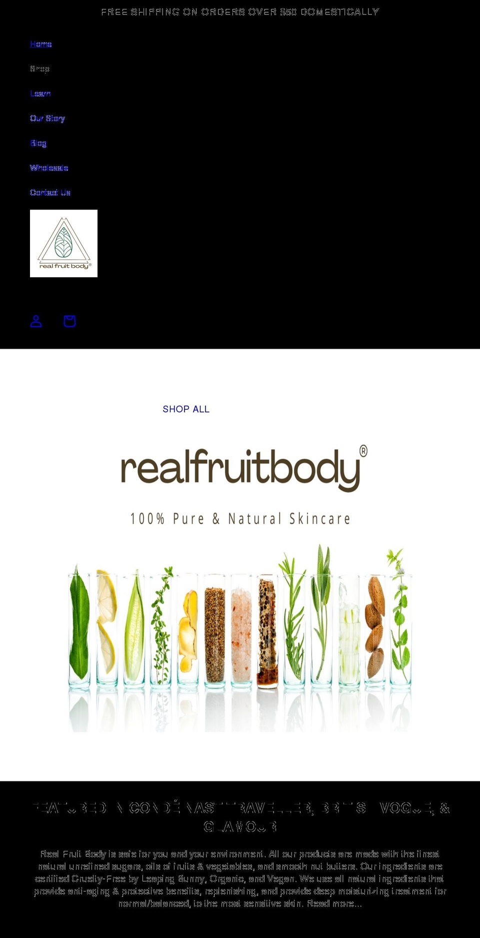 realfruitbody.com shopify website screenshot