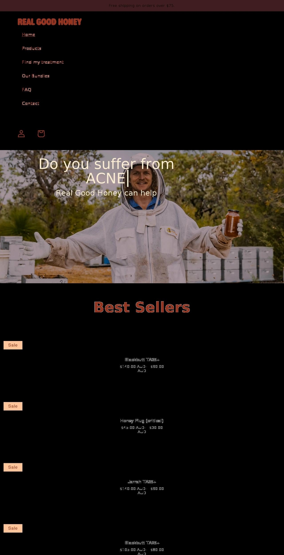 realgoodhoney.com shopify website screenshot