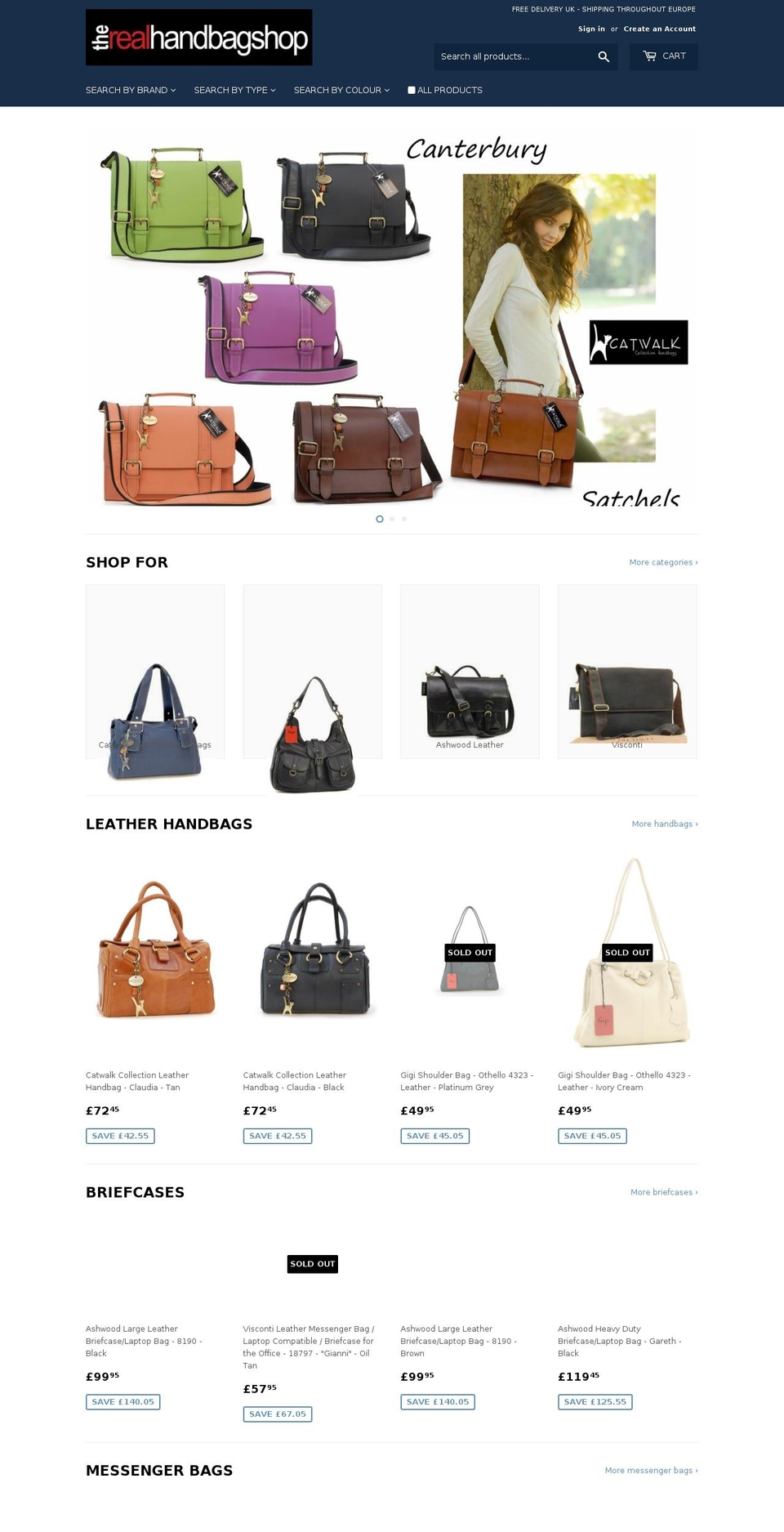 realhandbagshop.co.uk shopify website screenshot