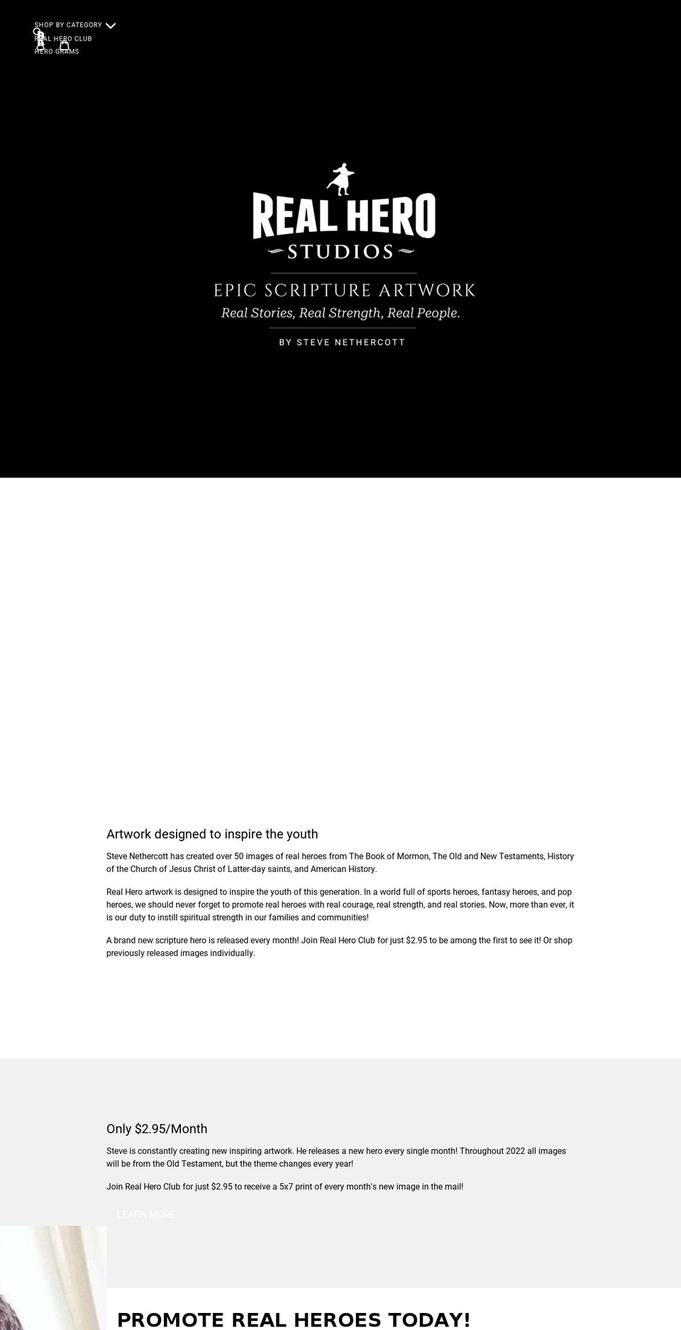 realherostudios.com shopify website screenshot
