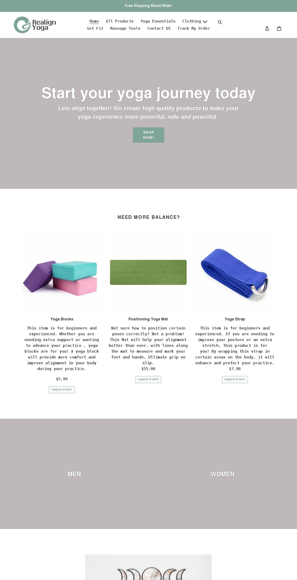 realignyoga.com shopify website screenshot