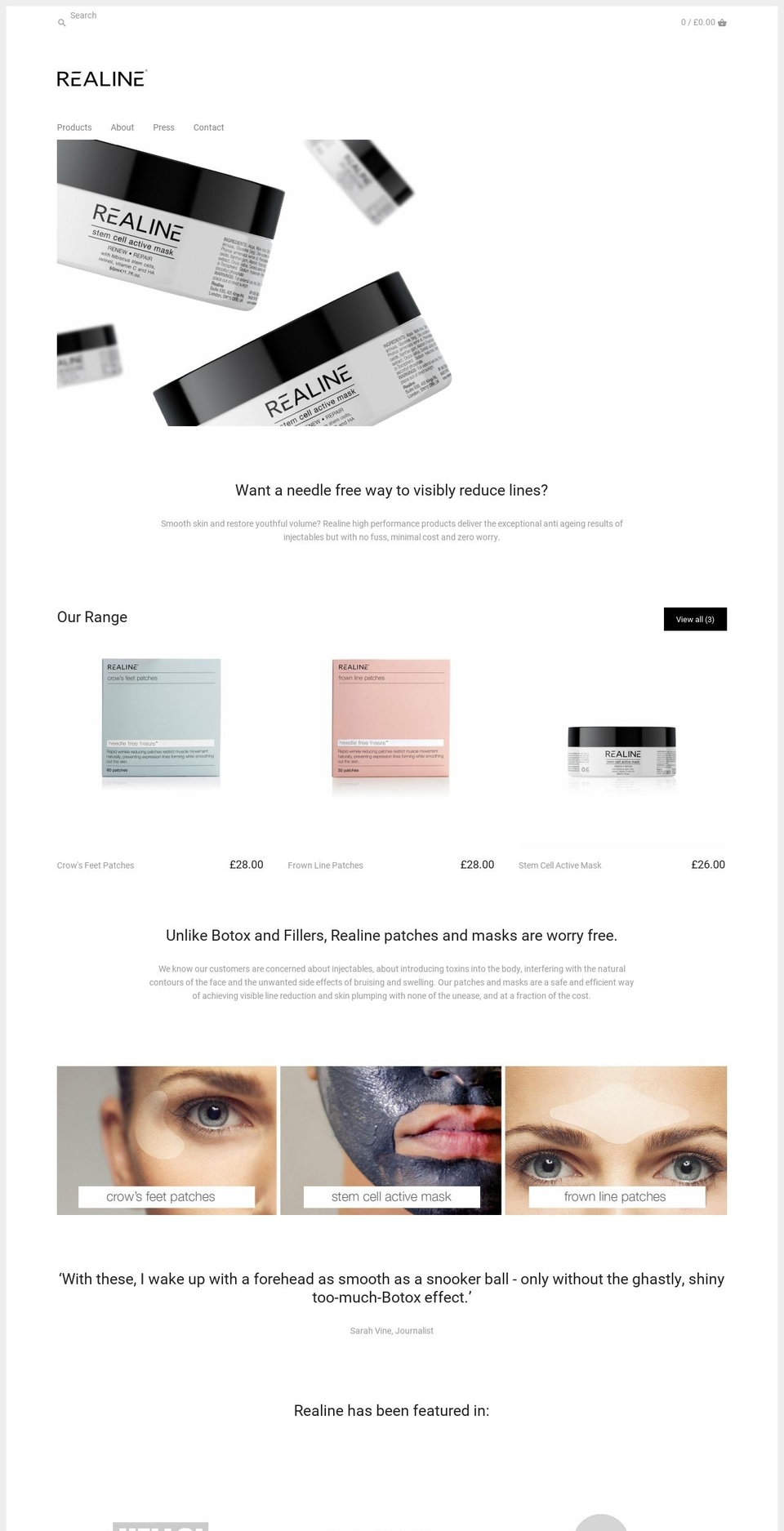 realinebeauty.co.uk shopify website screenshot