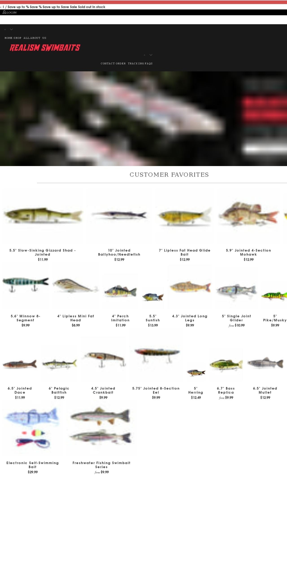 realismswimbaits.com shopify website screenshot