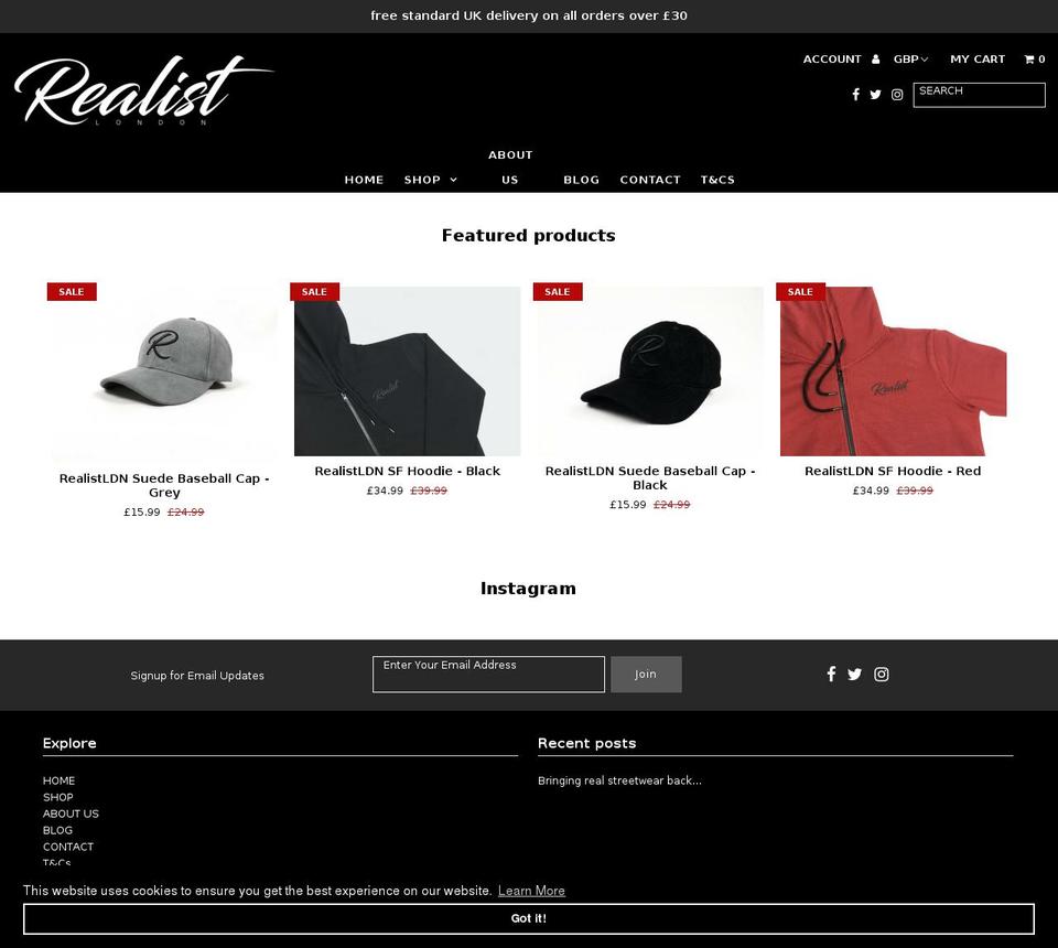 realistldn.com shopify website screenshot