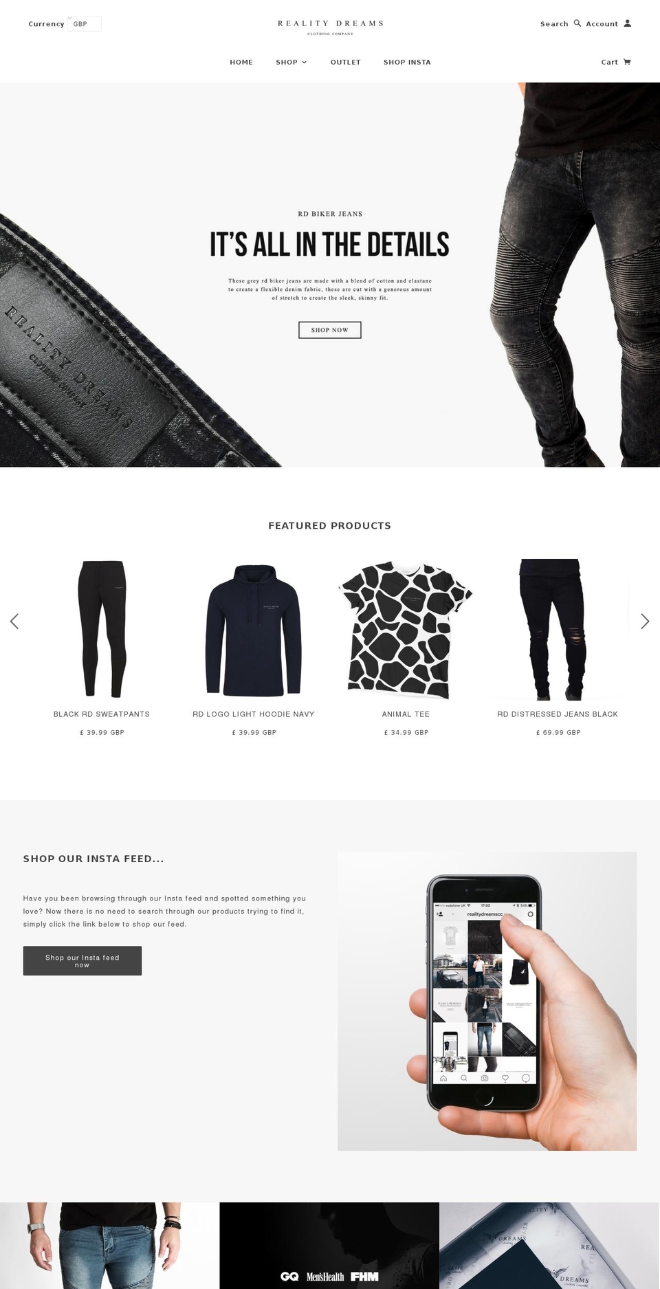 reality-dreams.com shopify website screenshot