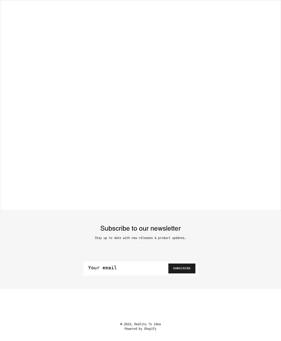 reality-to-idea.com shopify website screenshot