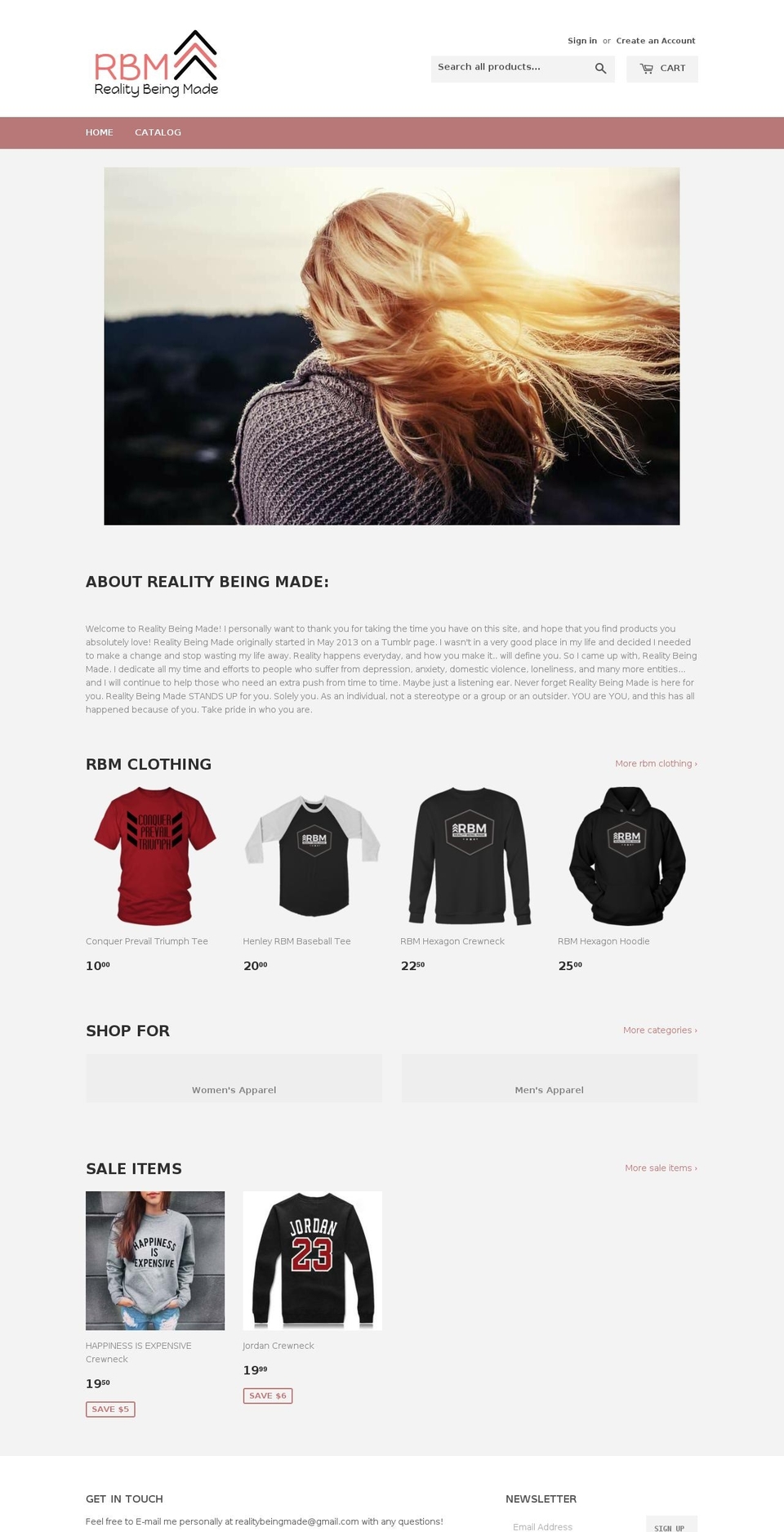 realitybeingmade.com — Shopify storefront screenshot