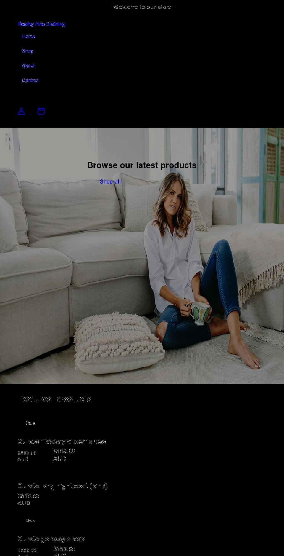 realityfineclothing.com.au shopify website screenshot
