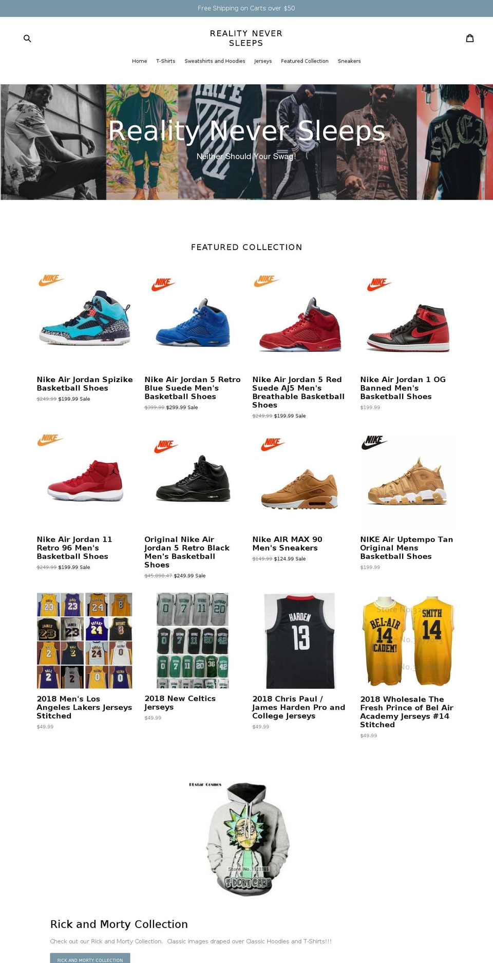 realityneversleeps.com — Shopify storefront screenshot