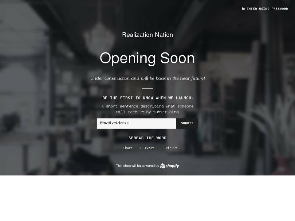 realization-nation.myshopify.com shopify website screenshot