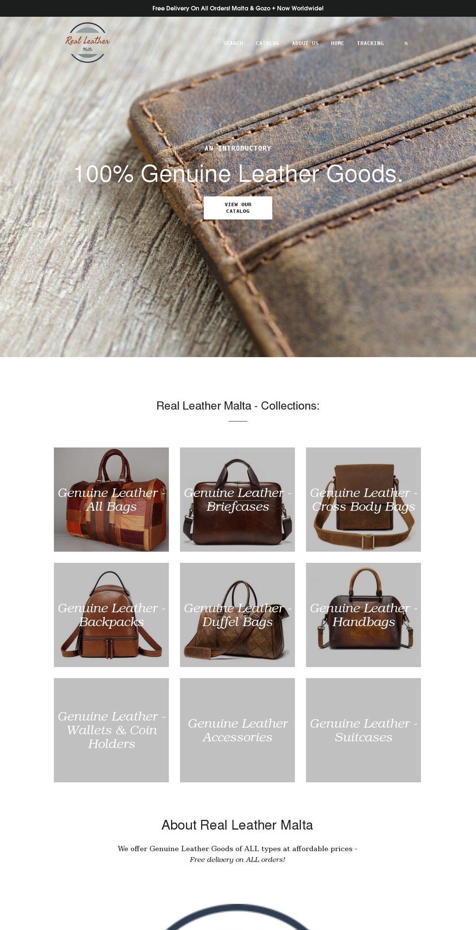 Leather Shopify theme site example realleathermalta.com