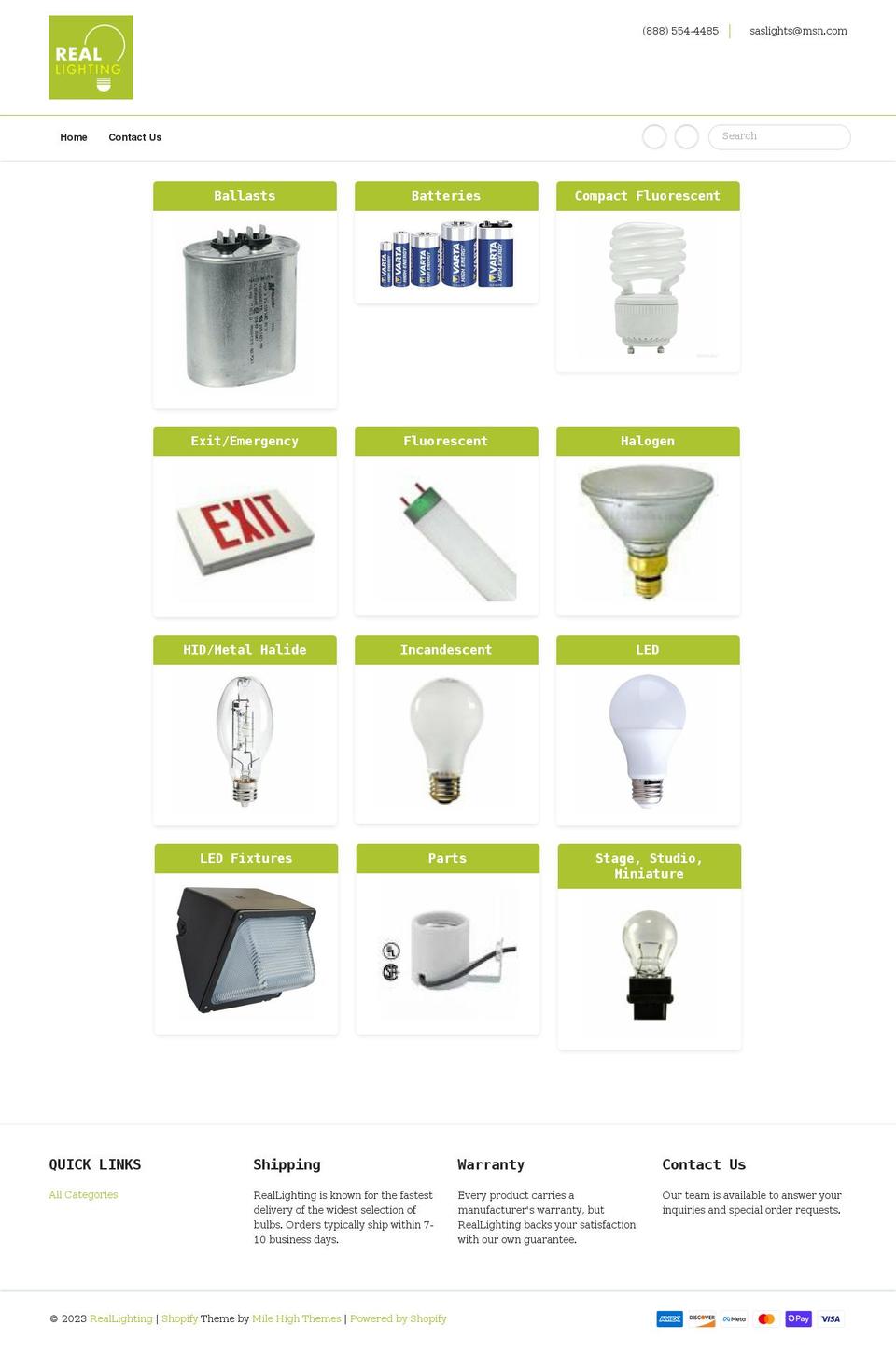 reallighting.com shopify website screenshot