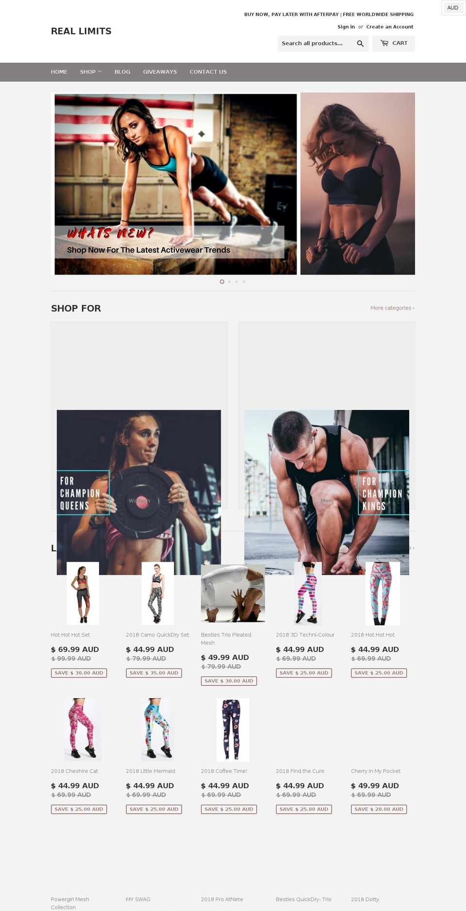 reallimits.com shopify website screenshot