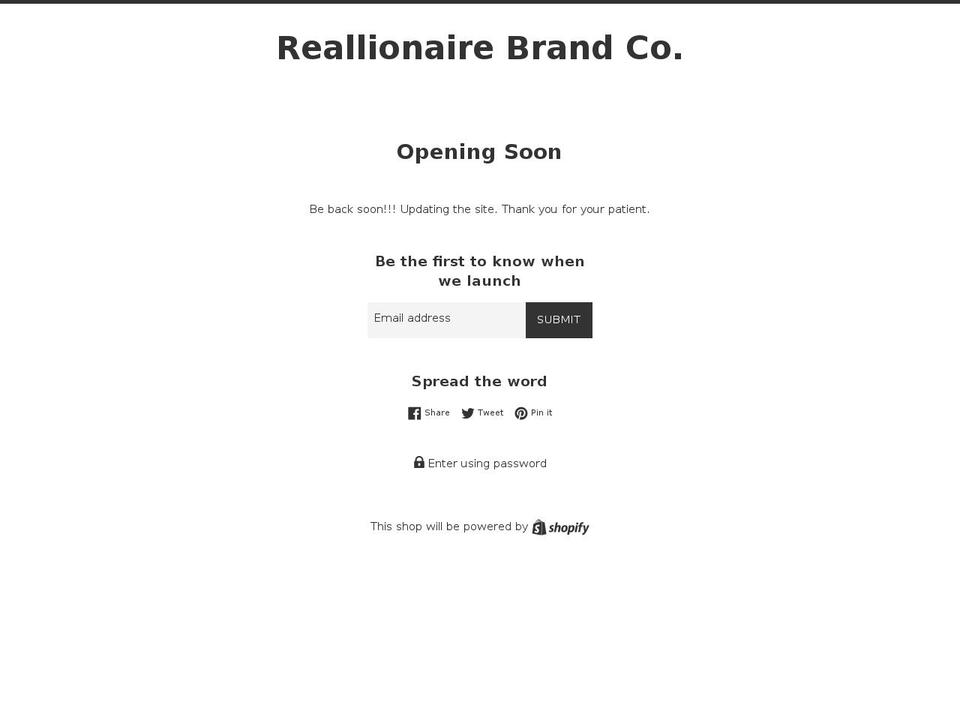 reallionairebrandco.com — Shopify storefront screenshot
