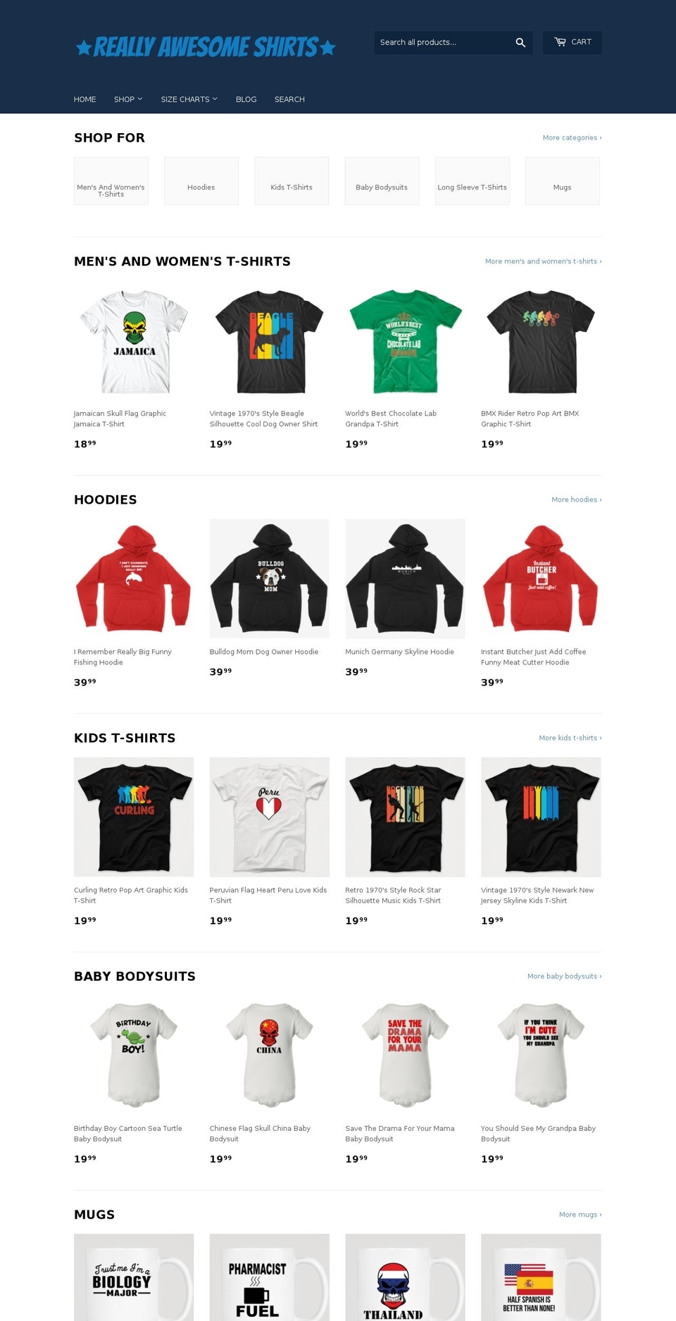 reallyawesomeshirts.com shopify website screenshot