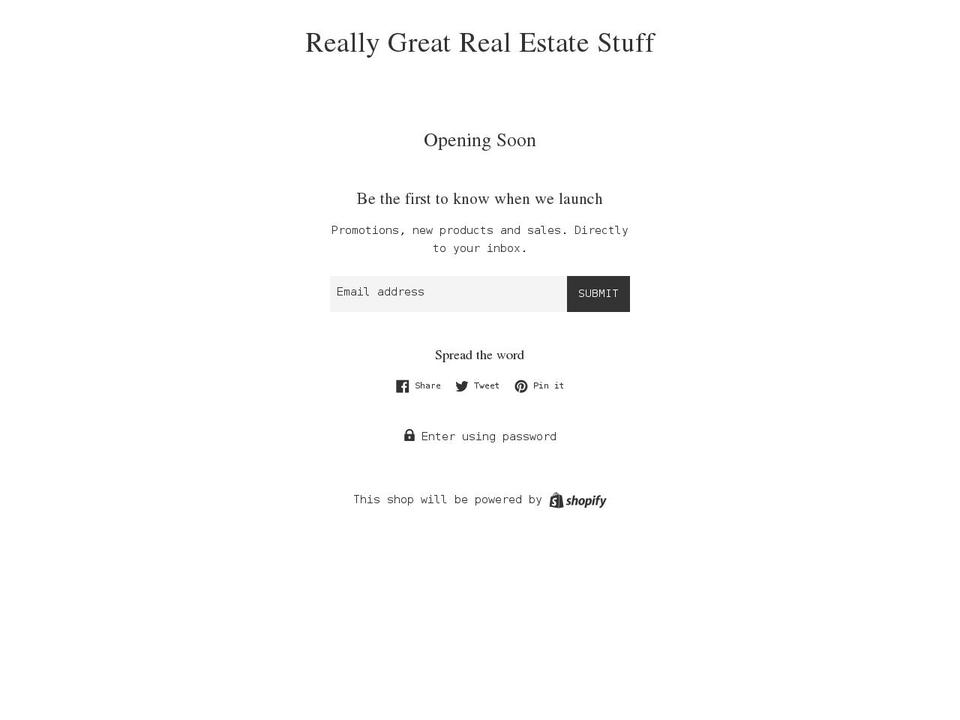 reallygreatrealestatestuff.com — Shopify storefront screenshot