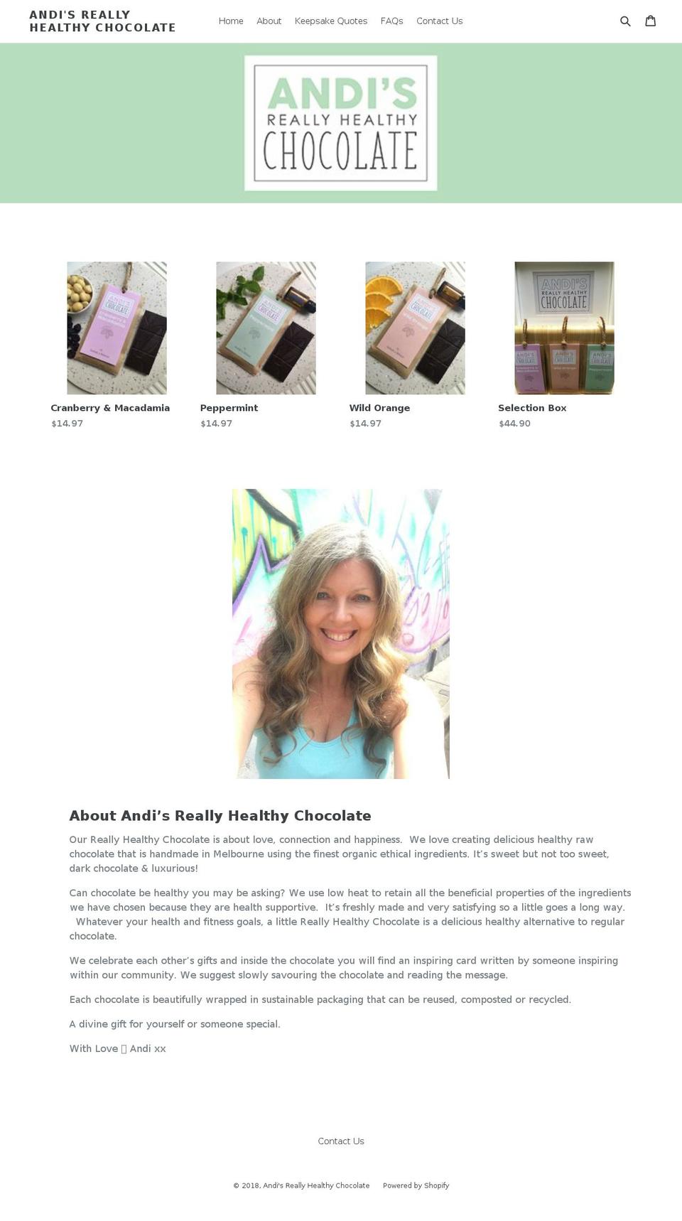 reallyhealthychocolate.com — Shopify storefront screenshot