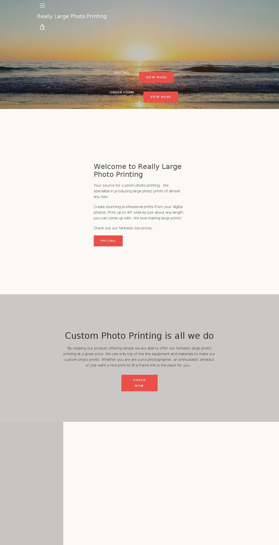 reallylargephotoprinting.com — Shopify storefront screenshot