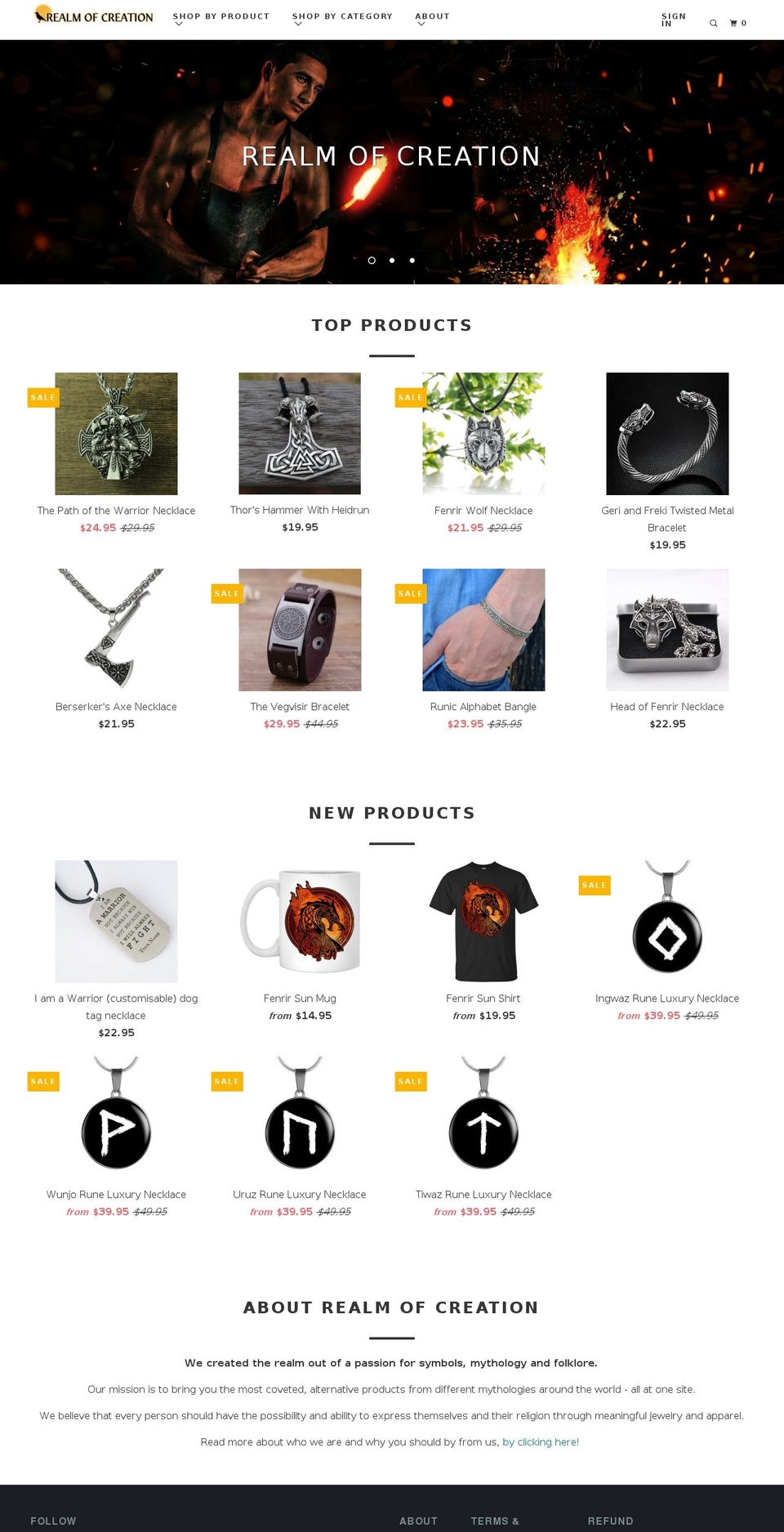 realmofcreation.com shopify website screenshot