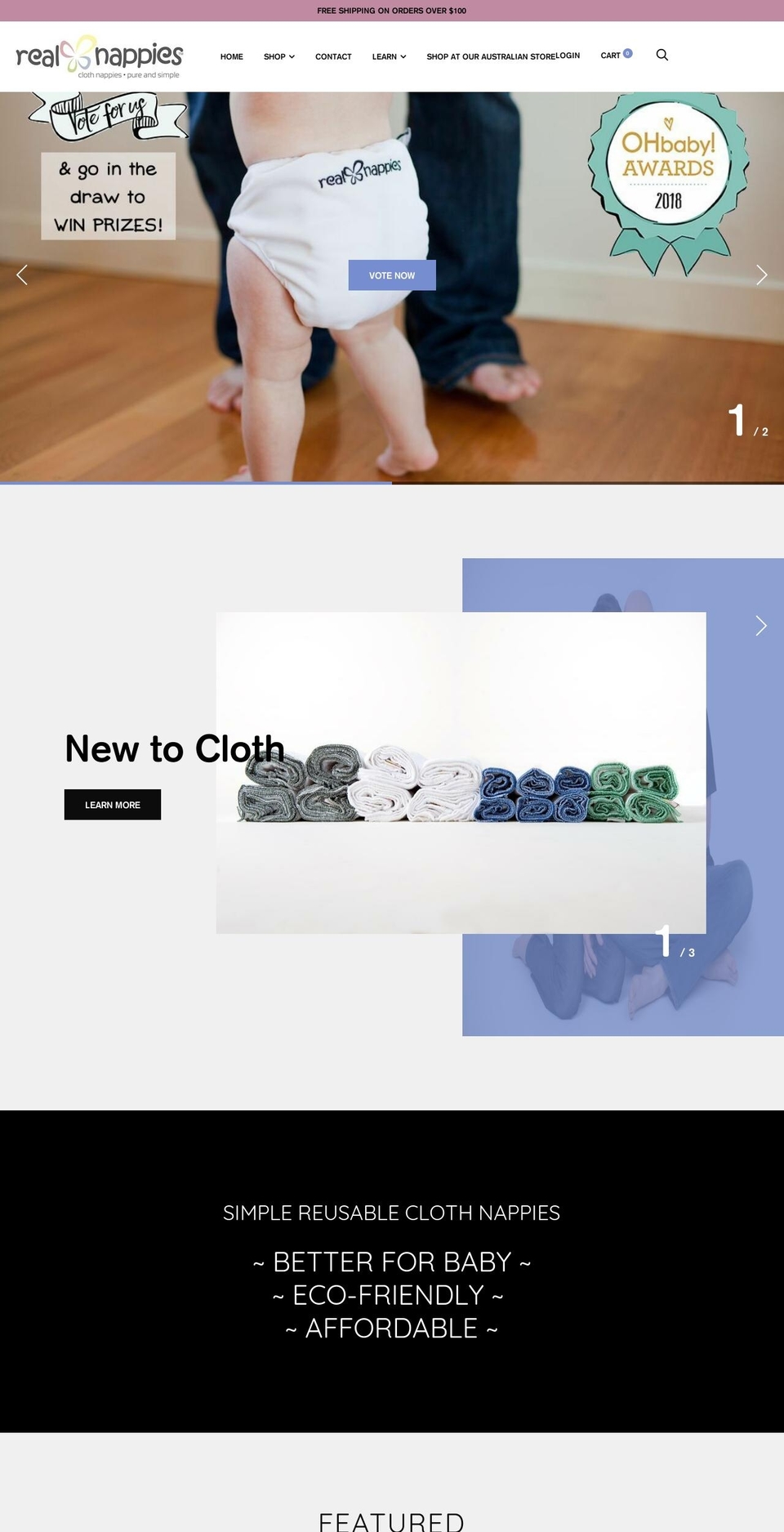 realnappies.co.nz shopify website screenshot