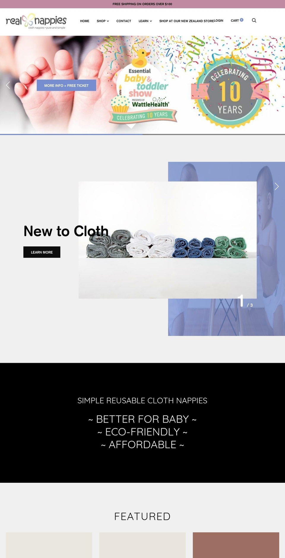 realnappies.net.au shopify website screenshot