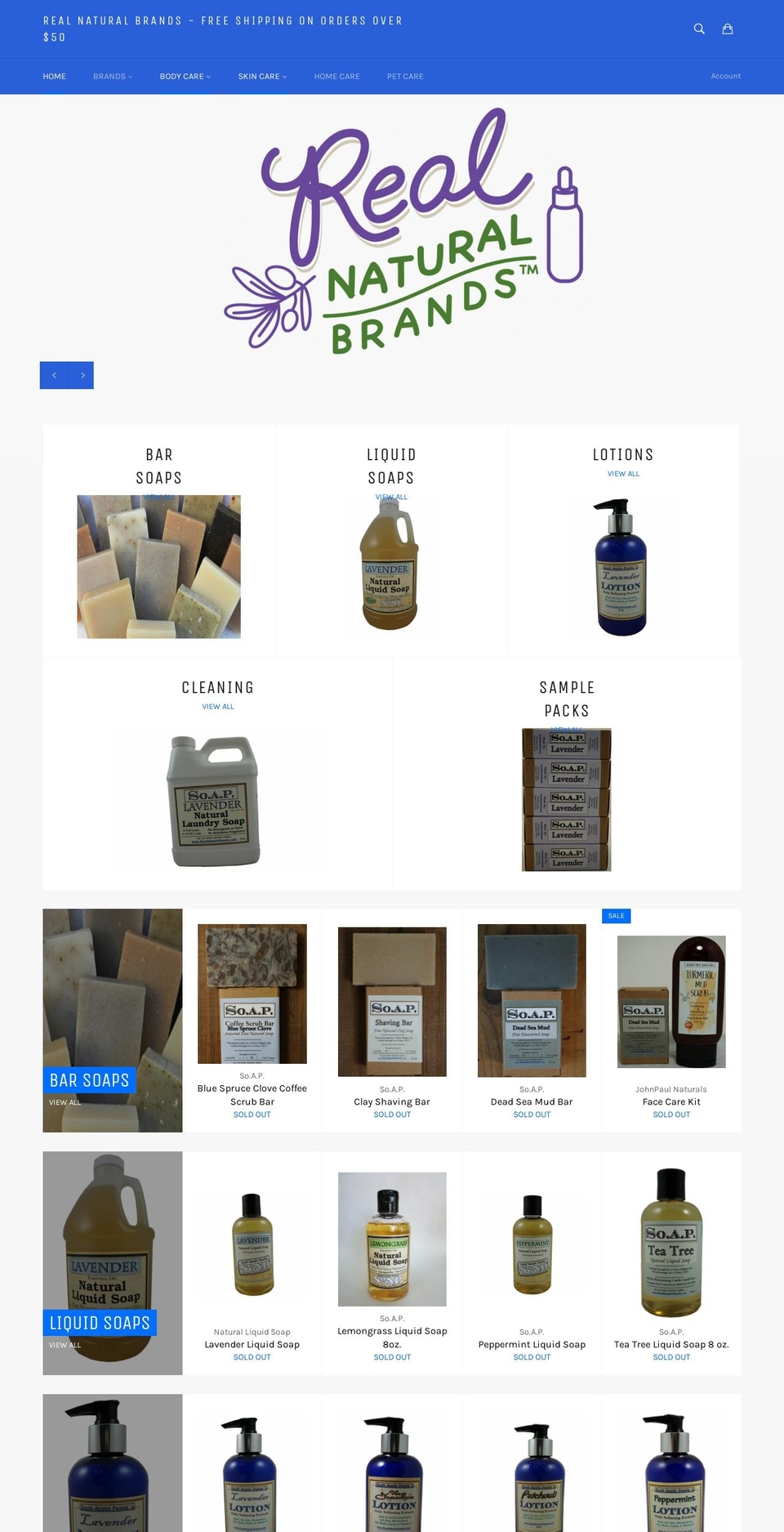 realnaturalbrands.com shopify website screenshot