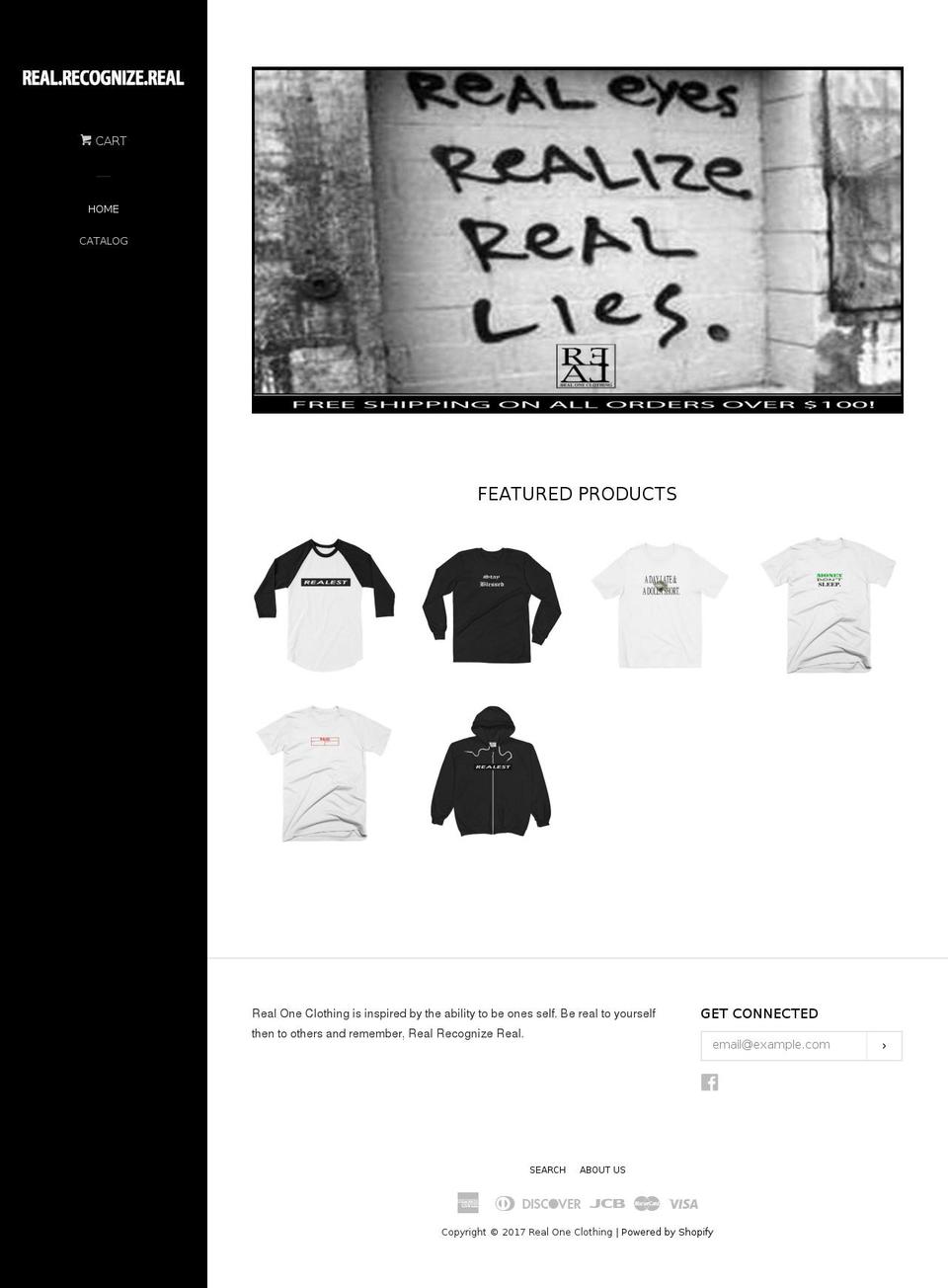 realoneclothing.com shopify website screenshot