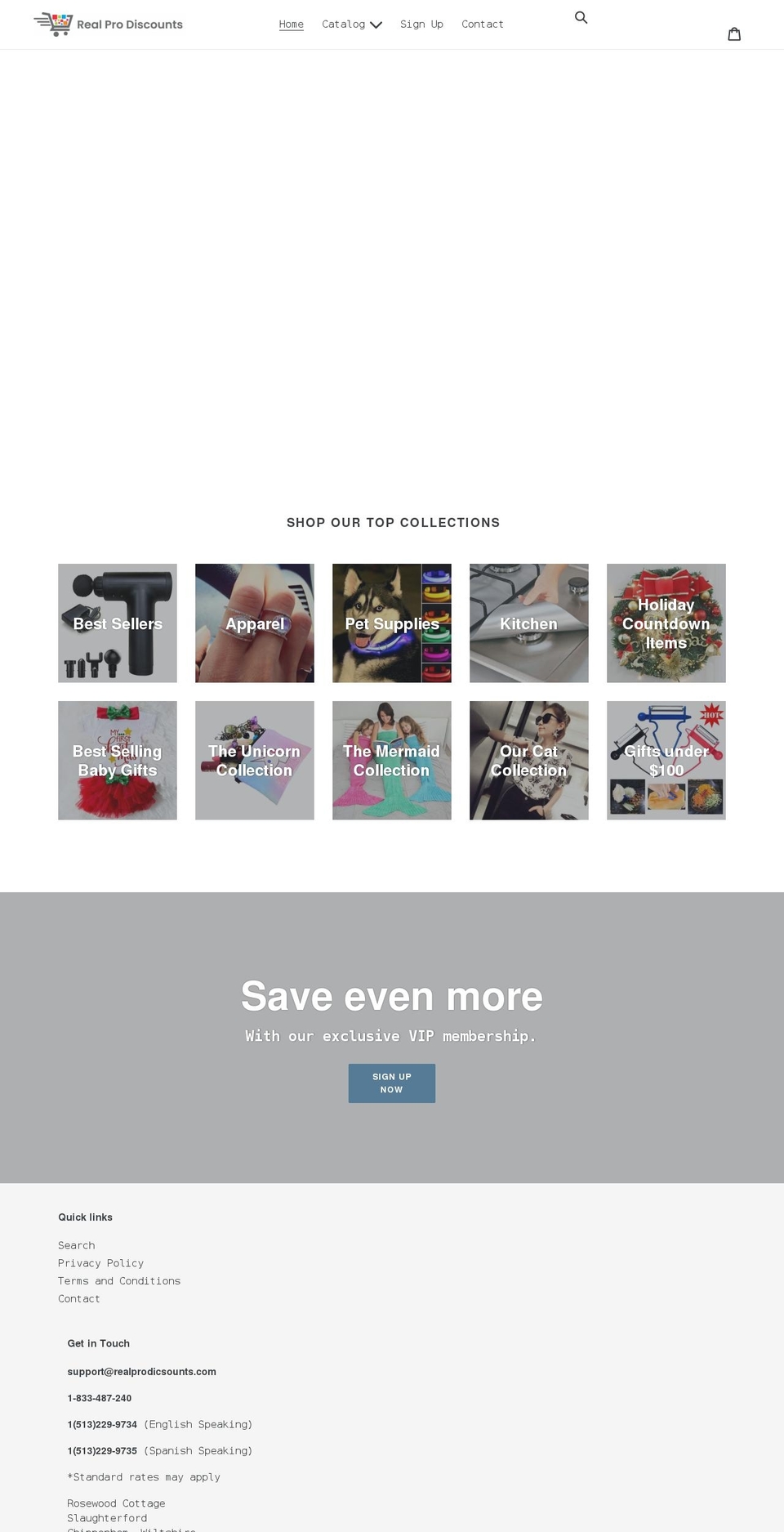 realprodiscounts.com shopify website screenshot