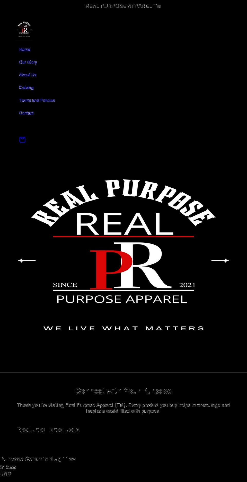 realpurposeapparel.com shopify website screenshot