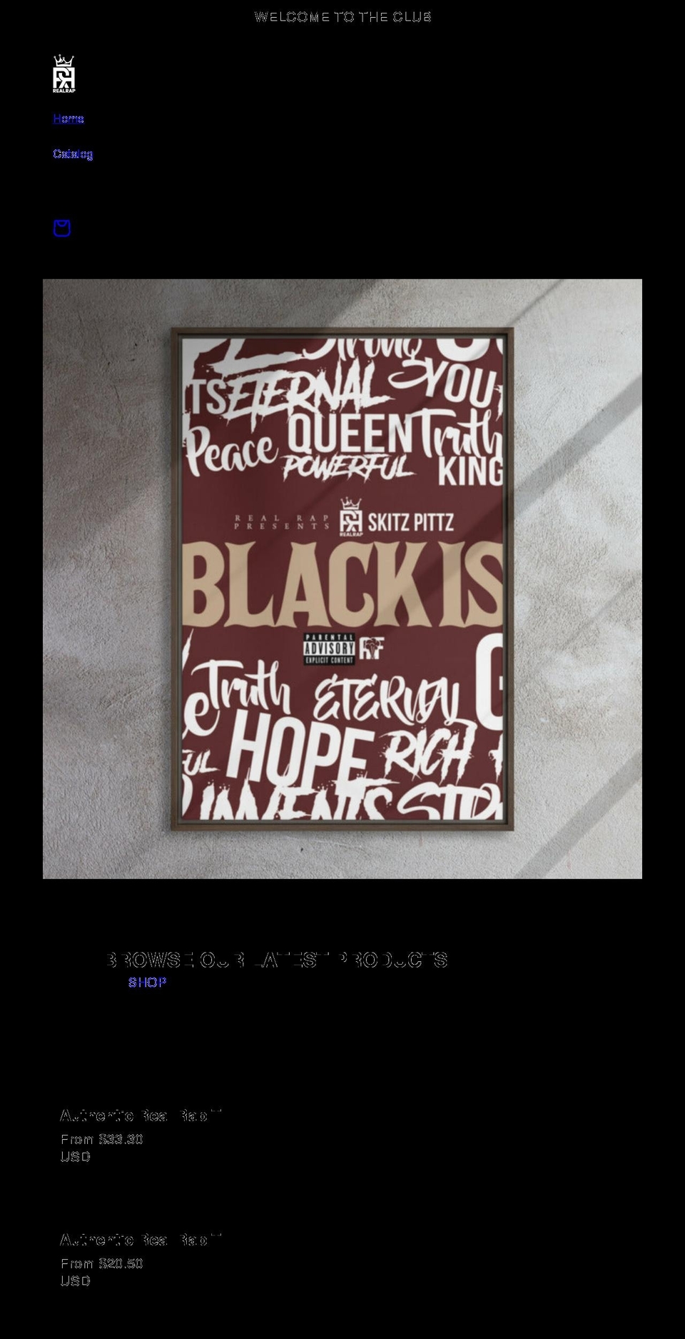 realrapclub.com shopify website screenshot