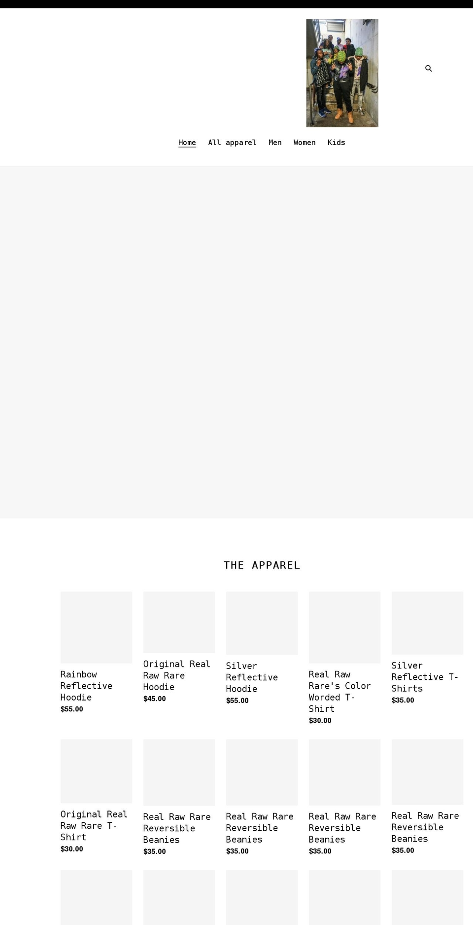 realrawrareapparel.com shopify website screenshot